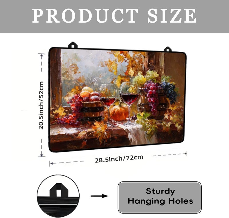 WRTCPOC Autumn Stove Top Cover for Electric Stove,The Harvest Season Glass Top Stove Cover Protector,Red Wine Glasses Glass Cooktop Covers Pumpkins Kitchen Flat Electric Stove Top Covers - Image 2